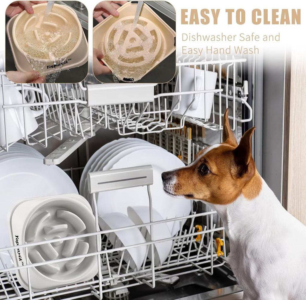 2 Pack Slow Feeder Dog Bowls for Large Dogs | Non-Slip Base, Anti-Choking Design, Reduces Bloating & Overeating, Easy to Clean, 4 Cups