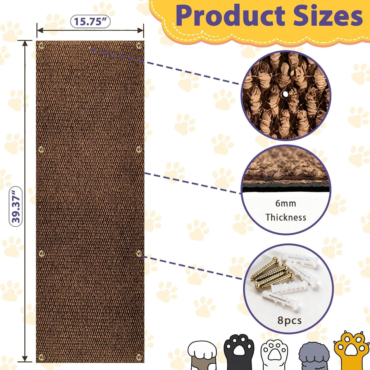 Wall Cat Scratcher,15.7x39.4” Cat Wall Climbing Wall Scratcher Carpet