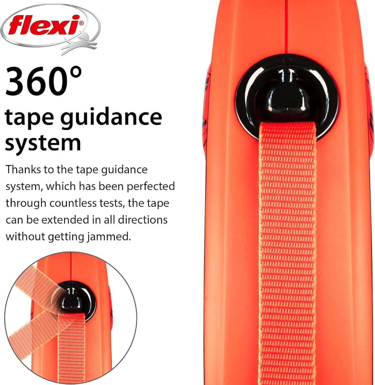 FLEXI® Xtreme Tape Retractable Dog Leash, Medium, 16 ft - Orange/Black