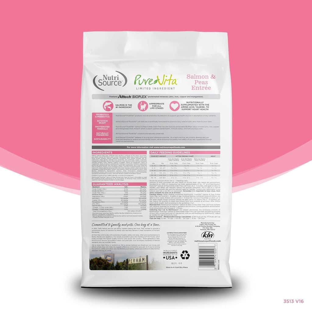 NutriSource PureVita Grain Free Salmon & Peas Entrée Dry Cat Food