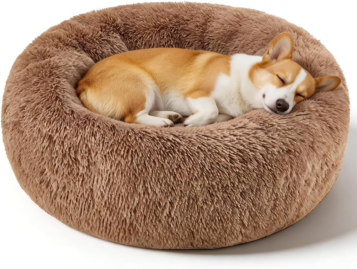 Dog Calming Beds for Medium Large Dogs Round Donut Washable Anxiety Dog Bed
