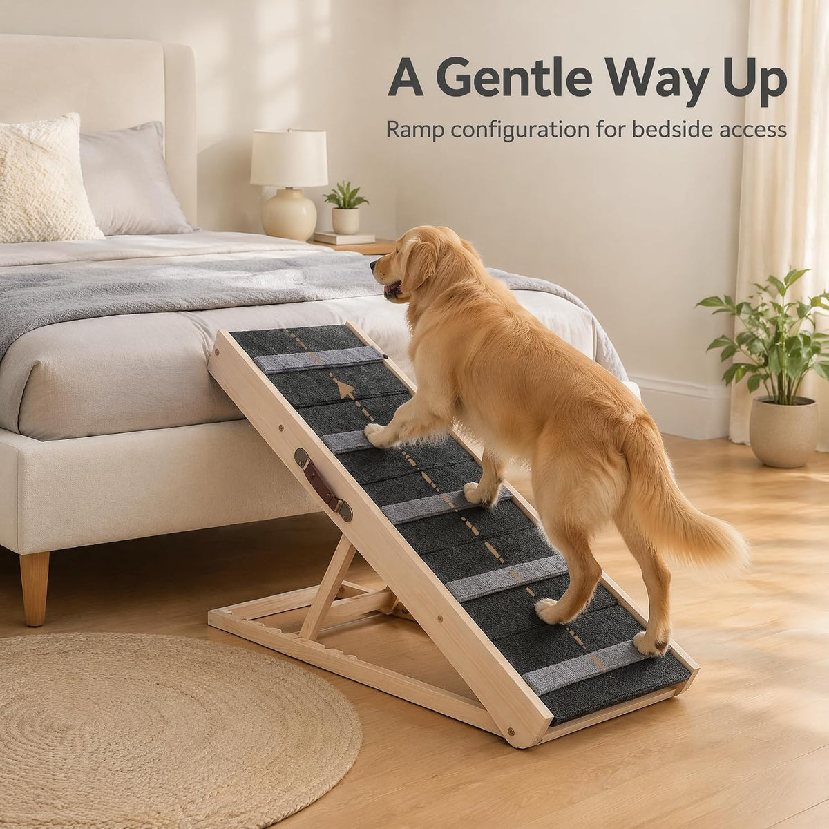 Upgrade 2-in-1 Pet Ramp Dog Stair,Folding Pet Stairs,Portable Dog Ramp for Small&Large Old Animals with Non-Slip Surface,Dog Ramp for Bed,Couch and Car,11.8" to 23.6" Height Adjustable(40×17.7)