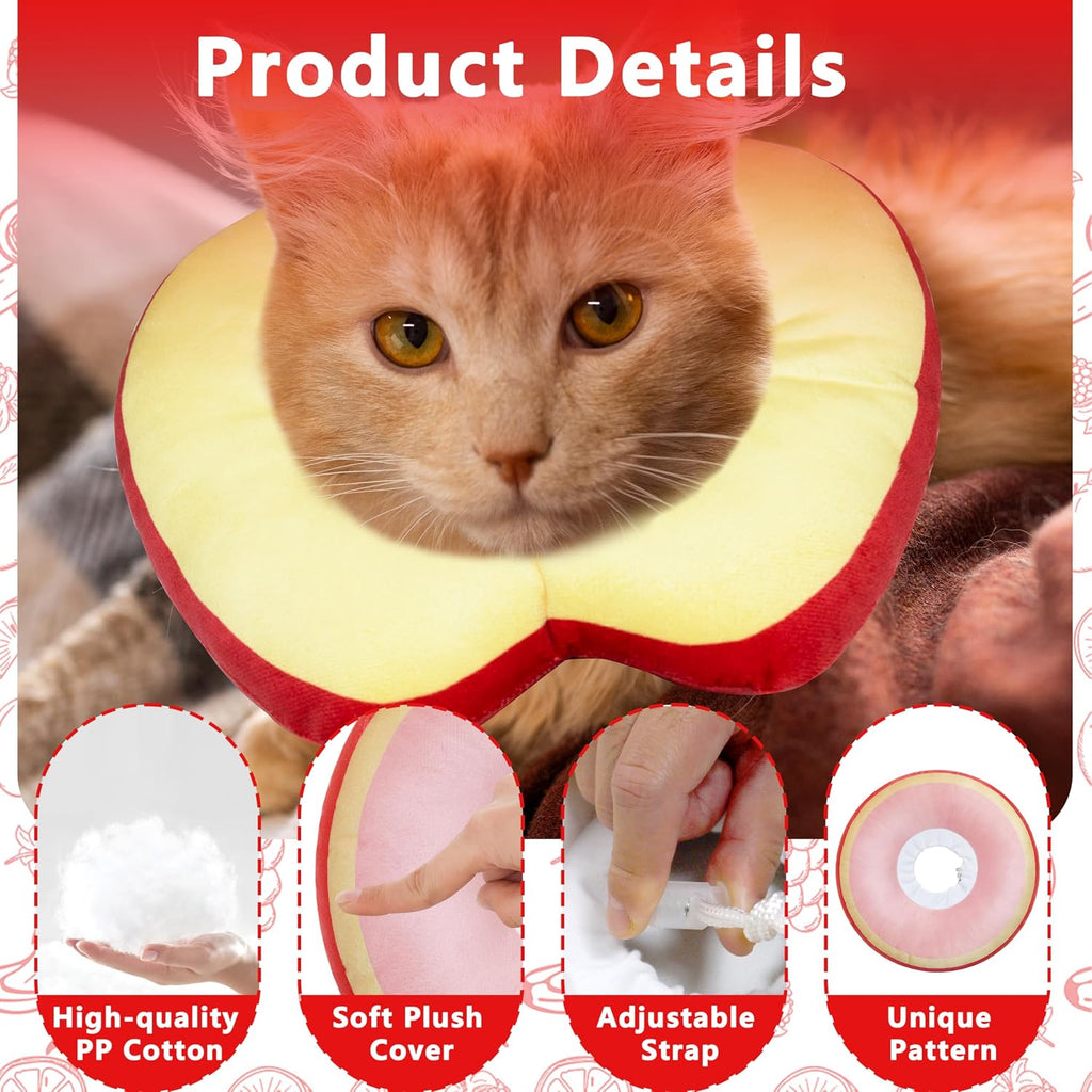 Cat Cone Collar Soft, Adjustable Cat Recovery Cone (Apple, M)
