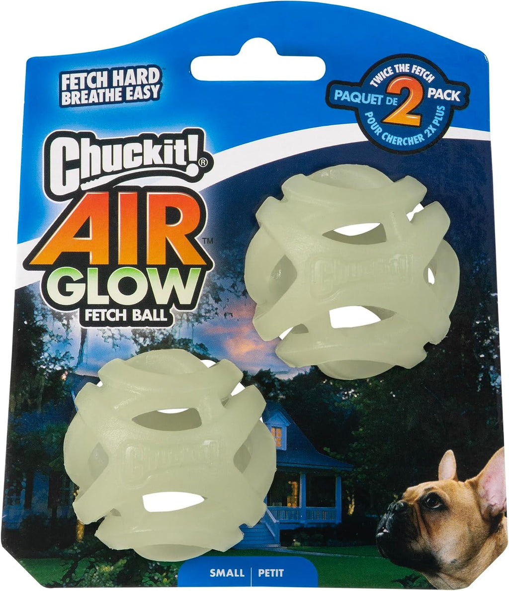 Chuckit! Air Glow Fetch Ball Dog Toy, Small (2 Inch), for Breeds 0-20 lbs, 2 Count (Pack of 12)