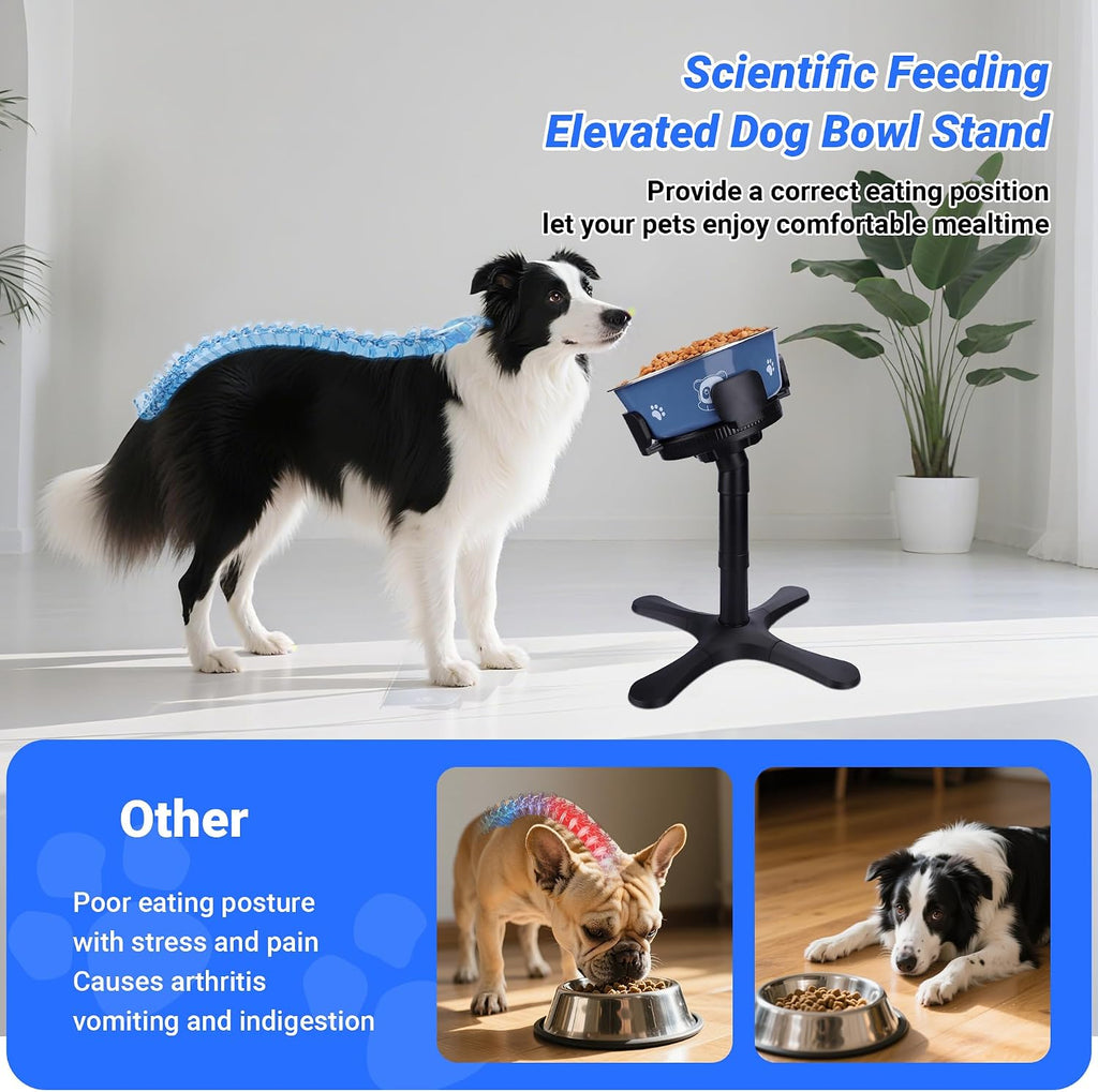 Dog Bowls Elevated Adjustable Stand,Tilted Raised Feeder for 5.5‑9.5in Bowl