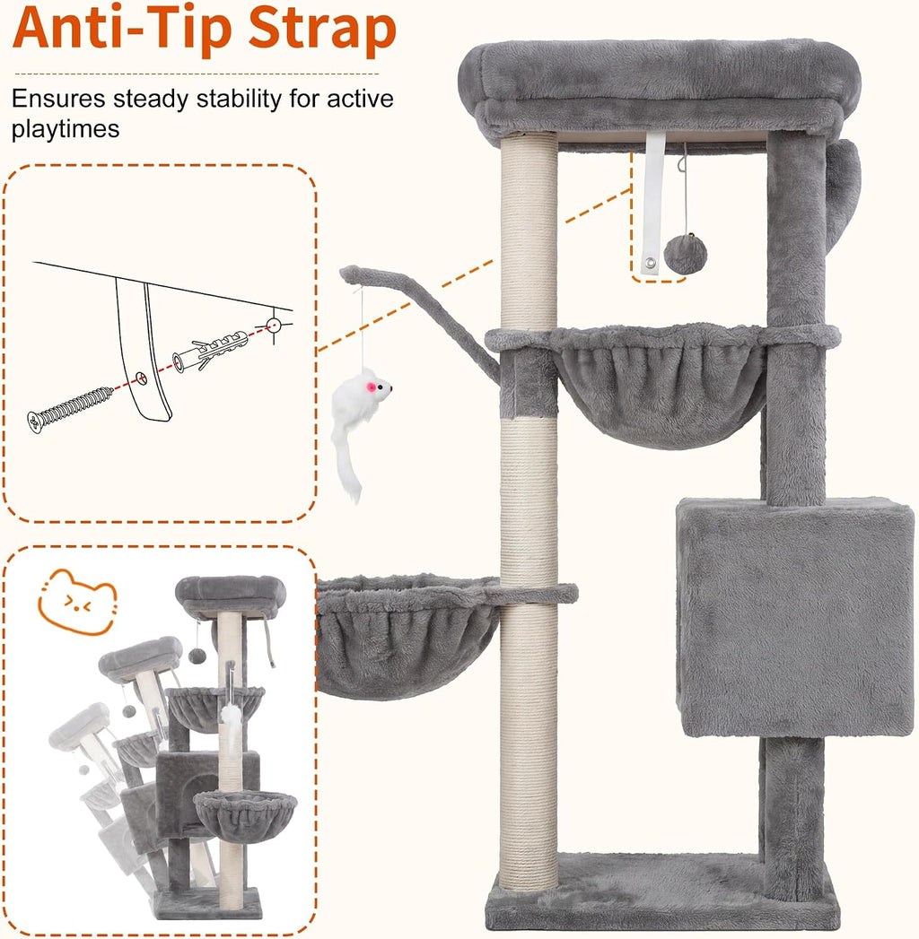 Heybly Cat Tree, 40" Tower with All-Sisal Wrapped Scratching Post HCT006SW