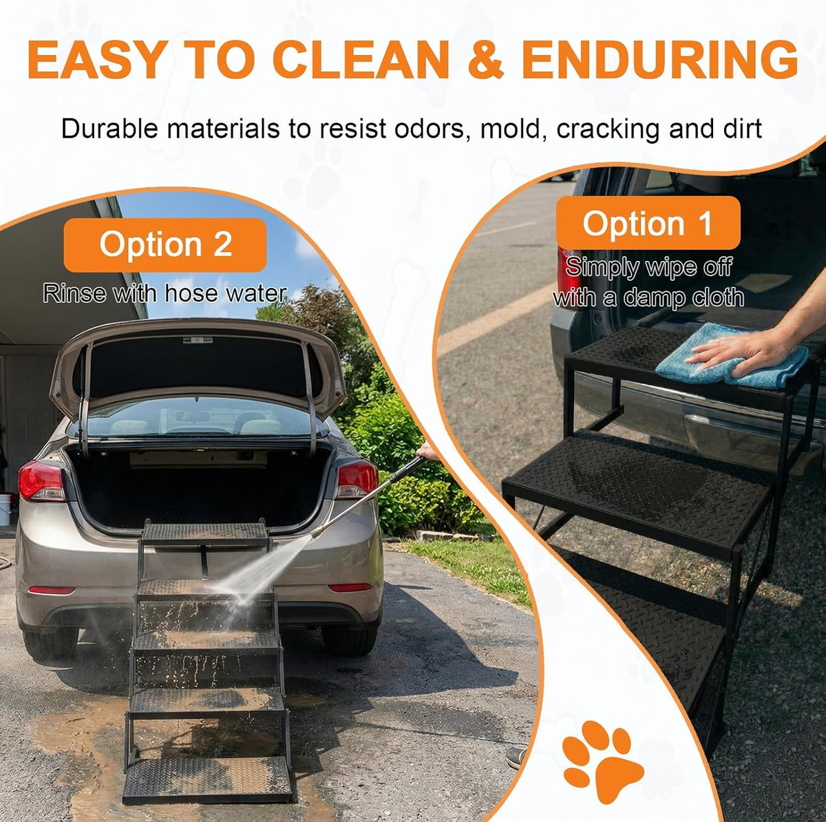 Dog Steps for Car, Truck, SUV, Dog Ramps for Cars with High Traction Surface, Portable Waterproof Dog Stairs for Large Dogs, Supports Up to 200 lbs, 6 Steps