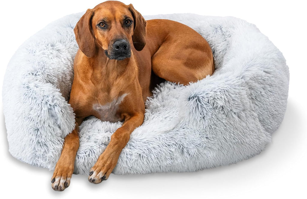 Best Friends by Sheri Lounge Dog Bed, Shag Faux Fur, Frost, Large 36" x 27"