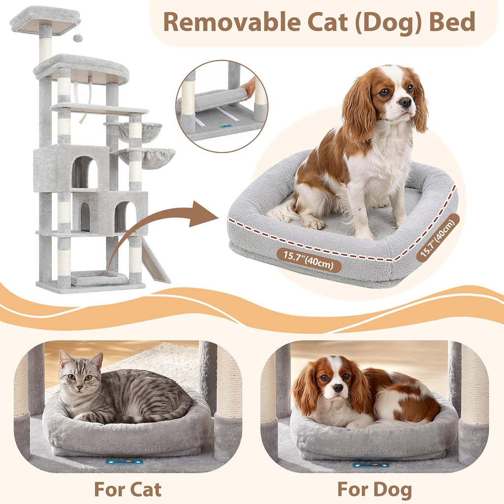 Gitelsnour 74.4'' Cat Tree Tower for Large Cats with Removable Bed, GCT803W