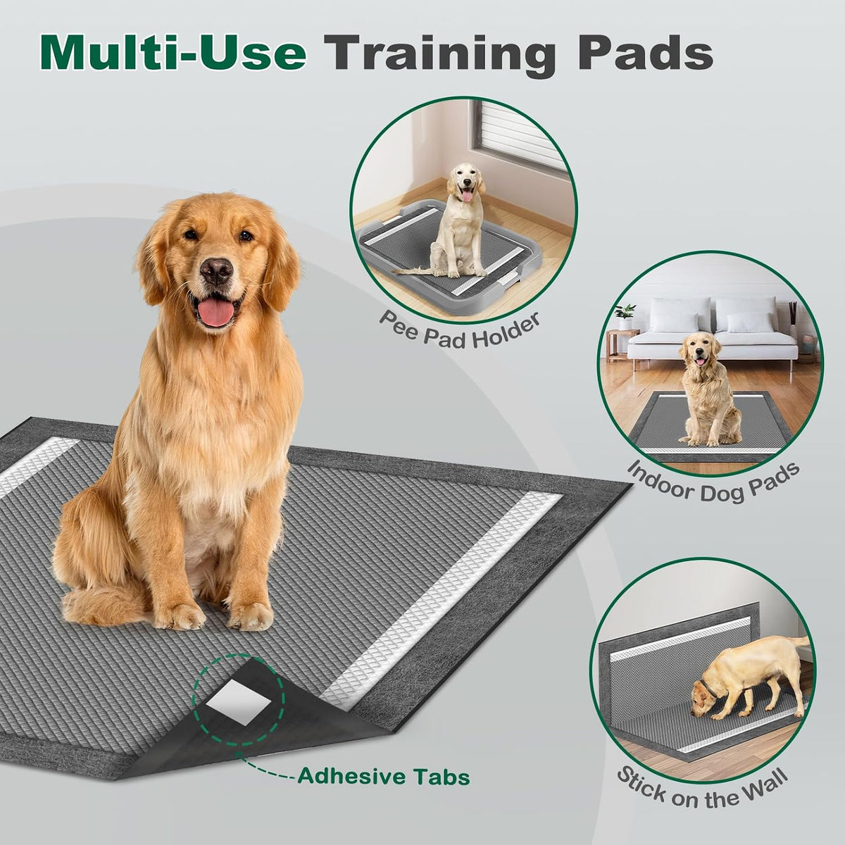 MIZOK Pee Pads for Dogs Charcoal Disposable No Leak Large 28x30in 50Ct | Heavy Duty Carbon Layers, Powerful Odor Eliminator, Extra Thick Dog Pads, Protects Floors from Daily Messes