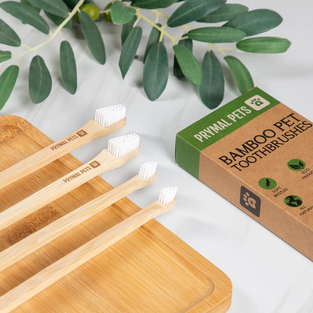 Dog and Cat Toothbrush - Two Sided Bamboo, Soft Bristles 4-Pack 