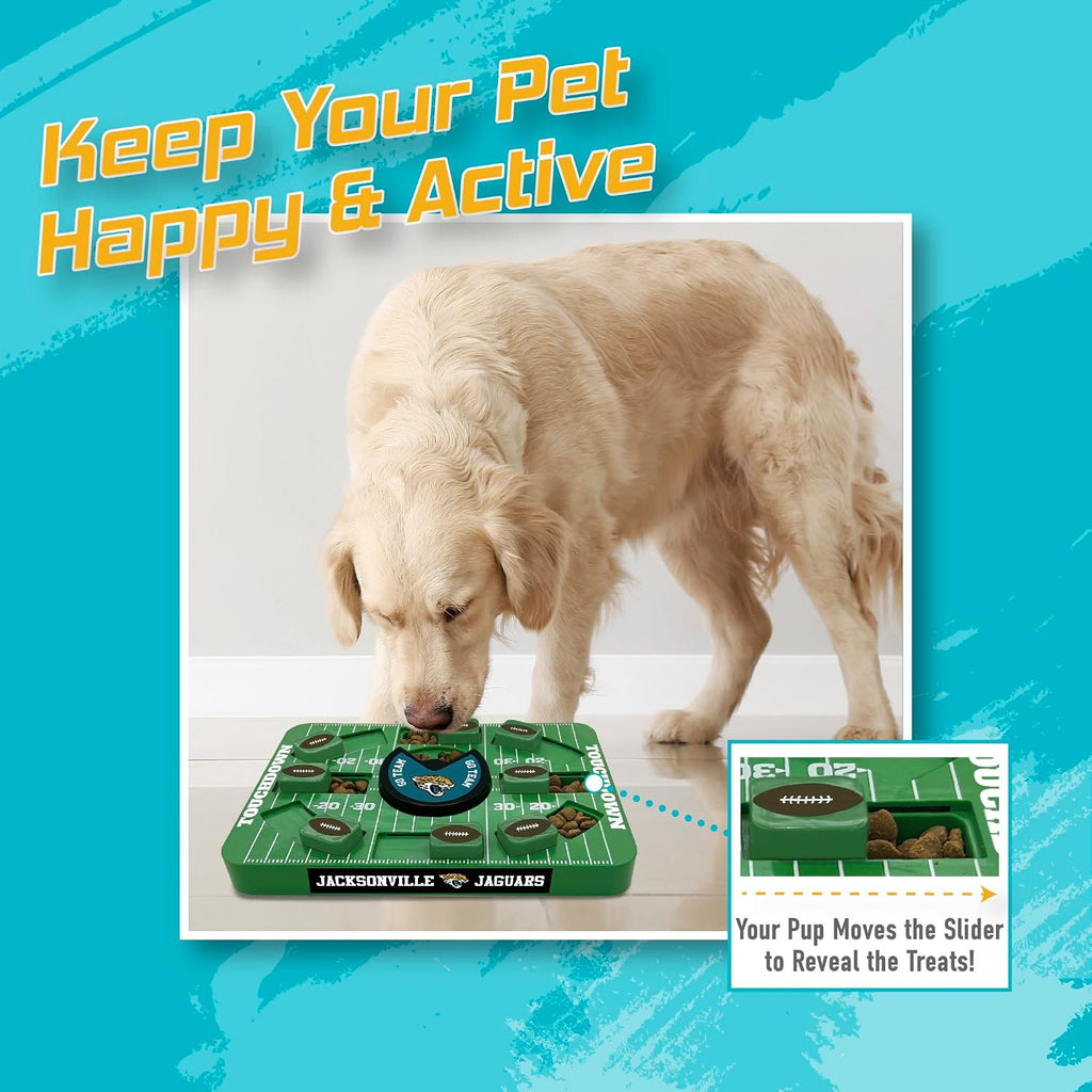 Pets First NFL Jacksonville Jaguars Large Puzzle Toy for Dogs, Slow Feeder Board for Pets, New Bigger Size, Interactive Doggie Treat Toy
