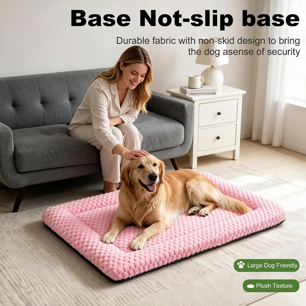 Dog Bed Mat – Soft & Comfortable Dog Kennel Pad for Crate – Durable Crate Bed & Mat for Dogs & Cats – Ideal for Crate, Kennel, and Home Use，Pink：XL(42"*28"*1.5")