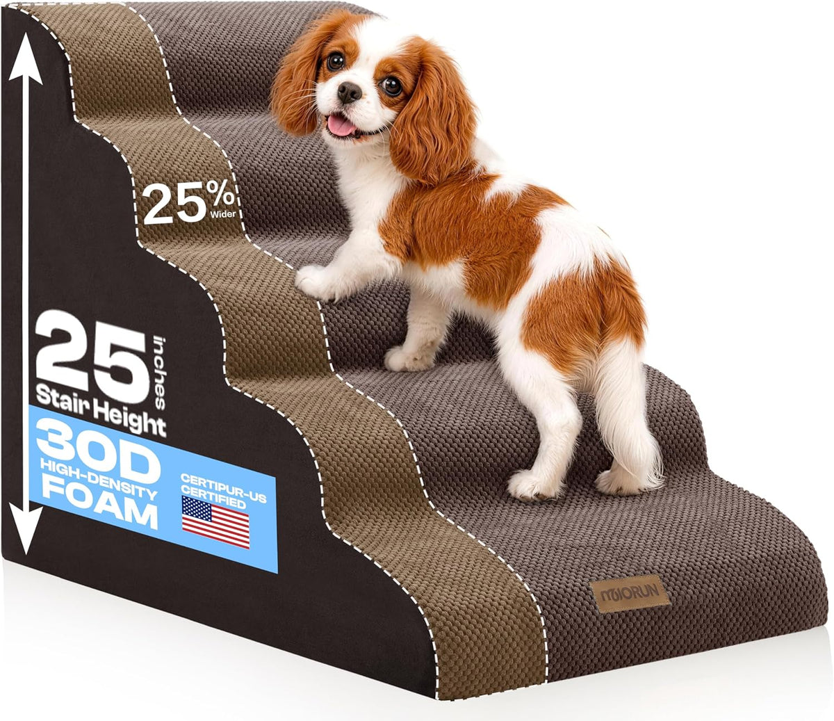 Miorun Extra Wide Dog Stairs for Large Dogs, 25" H Pet Steps for High Beds