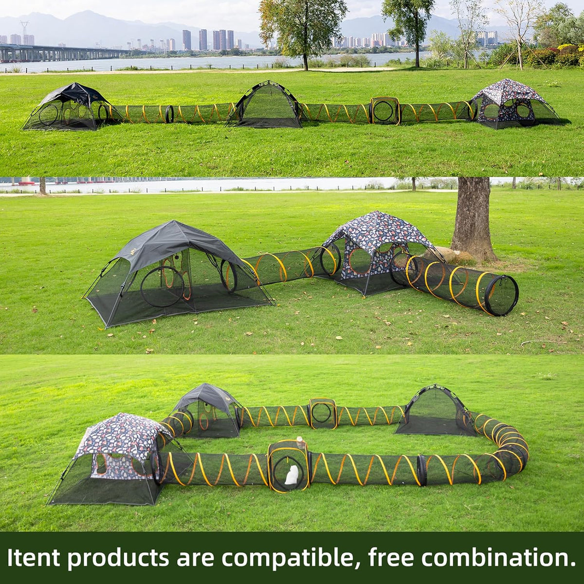 Cat Play Tunnel-for Indoor and Outdoor, Cat Play House, Cat Enclosures Easy to Connect with Two Zipper Doors,Product Size 67'' x 18'',2pcs /Set,Orange 2 Packs