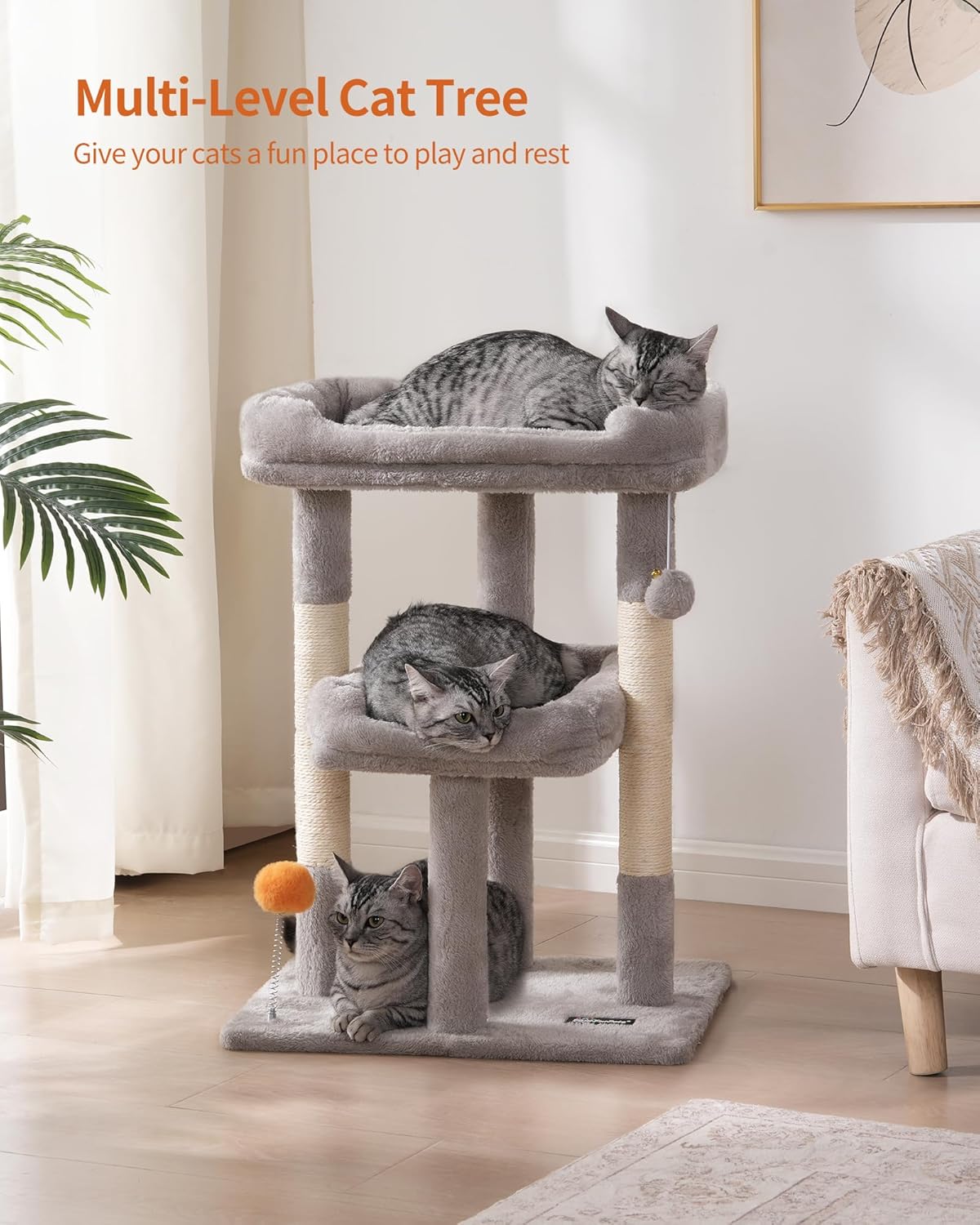 FourFurPets Small Cat Tree, Cat Tower for Indoor Cats, Anti-tip Kit,Kittens