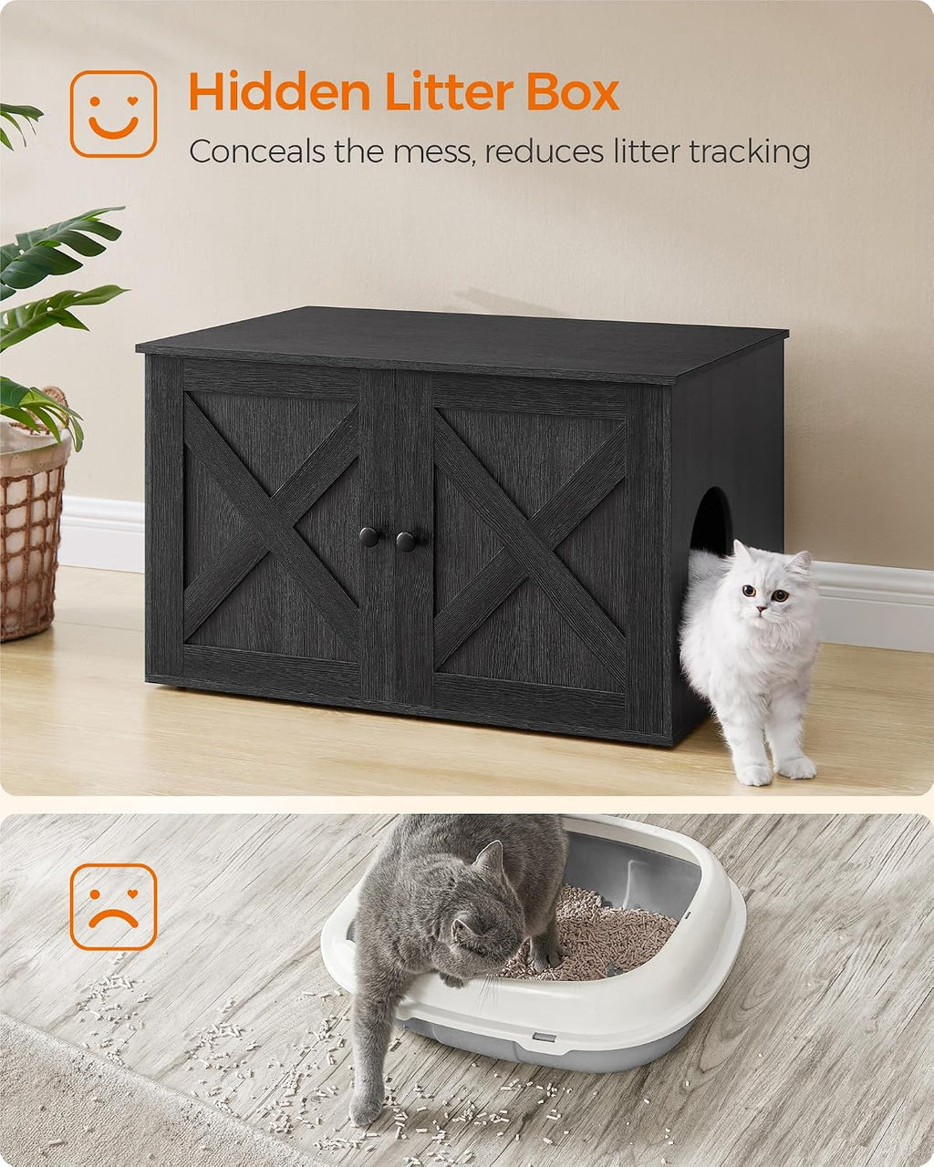 Feandrea Cat Litter Box Enclosure, End Table, 31.5 x 20.9 x 19.7 Inches