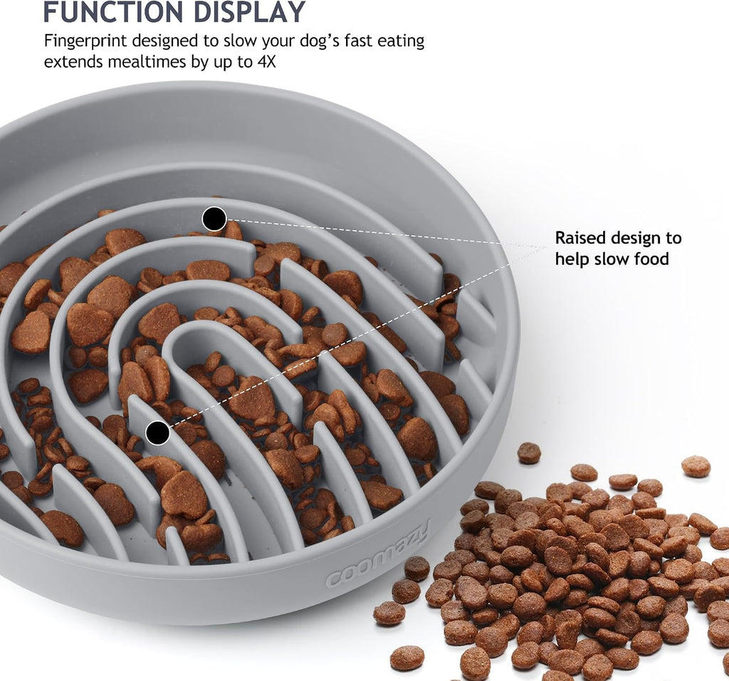 Coomazy Slow Feeder Dog Bowls, Silicone Anti Choking Puzzle Dog Food Bowl