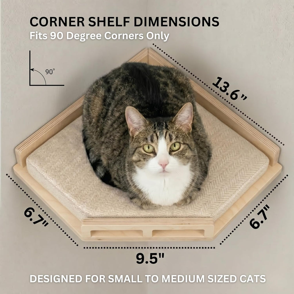 INICIO Cat Wall Shelves and Steps, 4-Piece Wooden Cat Wall Furniture Set
