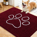 OLANLY Dog Door Mat for Muddy Paws 40x32, Paw Print Design Chenille Mud Mat