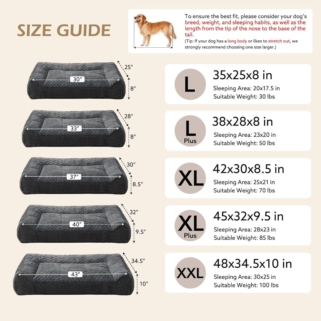 JOEJOY Orthopedic Dog Bed for Medium Dogs, Extra Thick Foam Dog Couch Bed