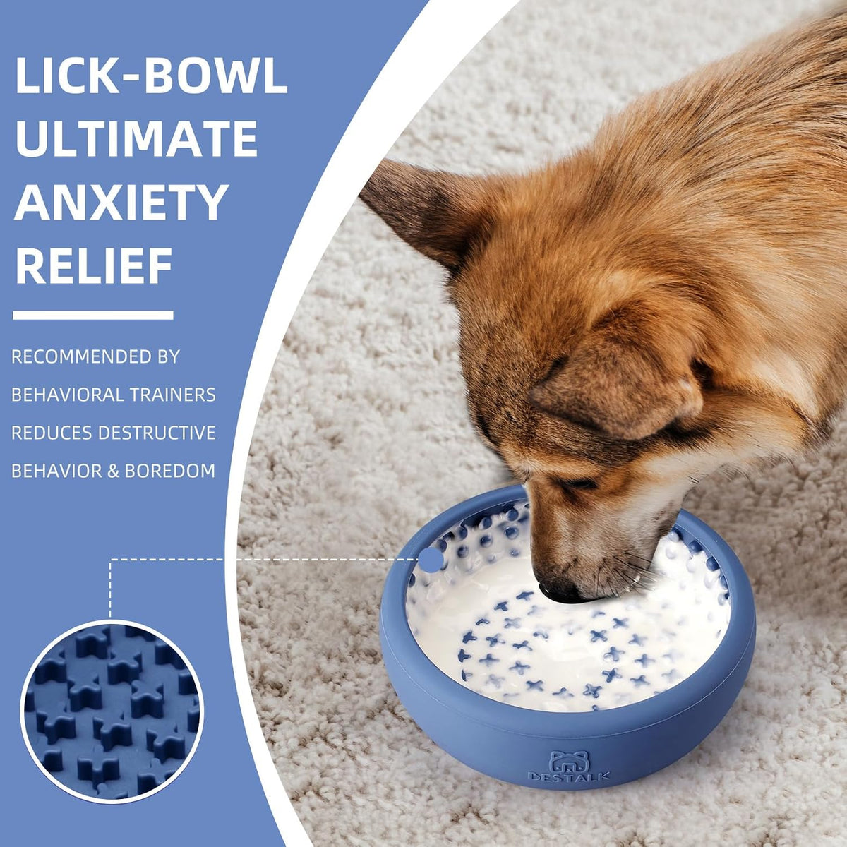 Dog Lick Bowl, Bestalk Anxiety Relief Lick Mat for Dogs, Non-Slip Freeze Licking Bowl Enrichment Puzzle Feeder for Distraction, BPA Free Silicone, Dishwasher Safe