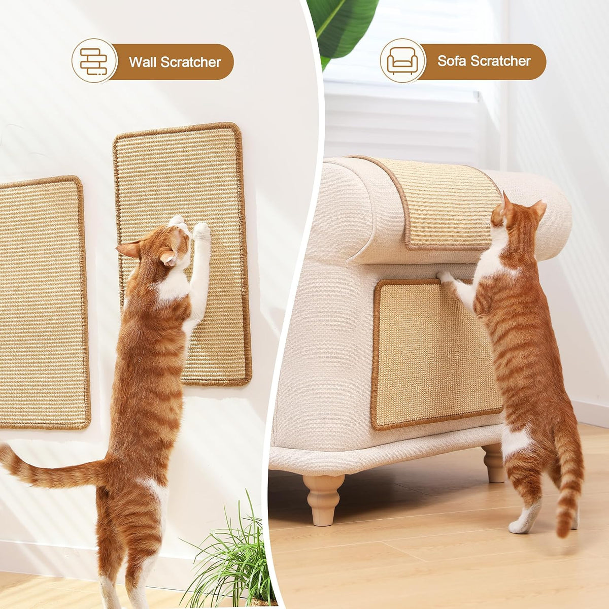 FUKUMARU 2 Packs Cat Scratching Mat, 19.6 x 11.8 Inch Cat Scratcher Pad