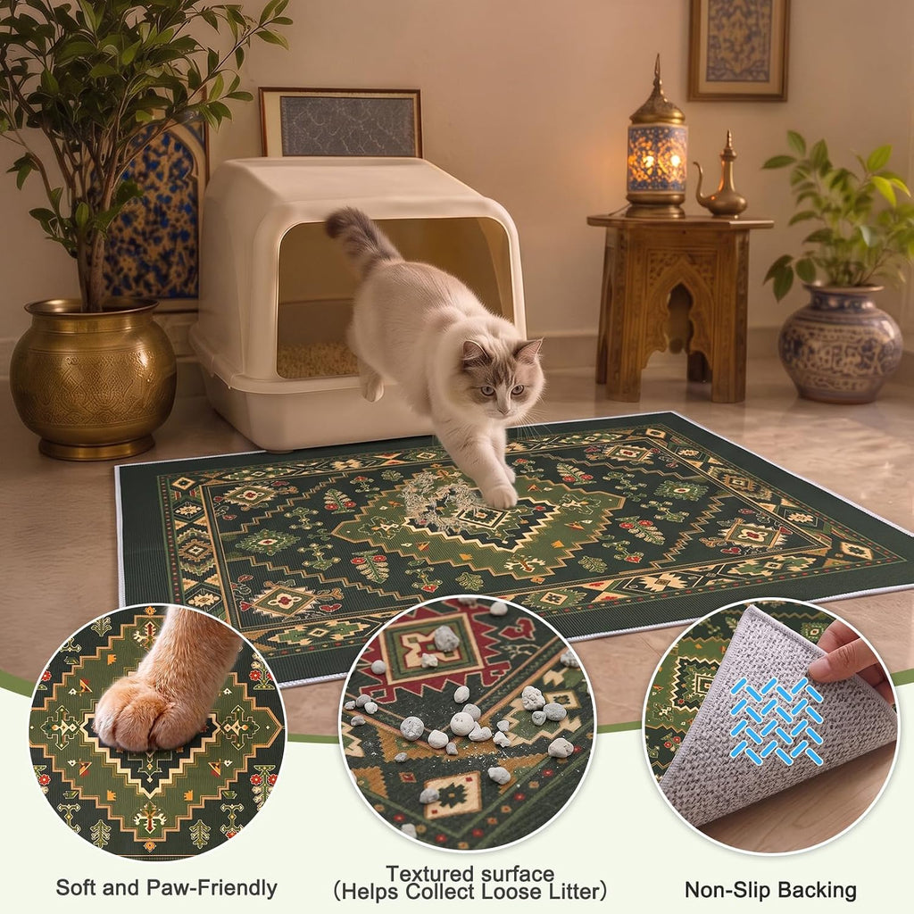 Bienbee Cat Litter Mat, 2 Pack 33" x 22" Machine Washable for Litter Boxes