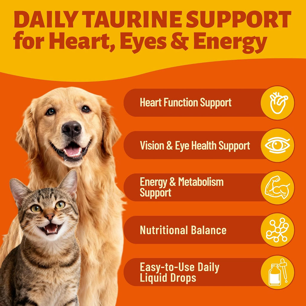 Taurine for Cats & Dogs, Taurine Liquid Drops with CoQ10 2 fl oz
