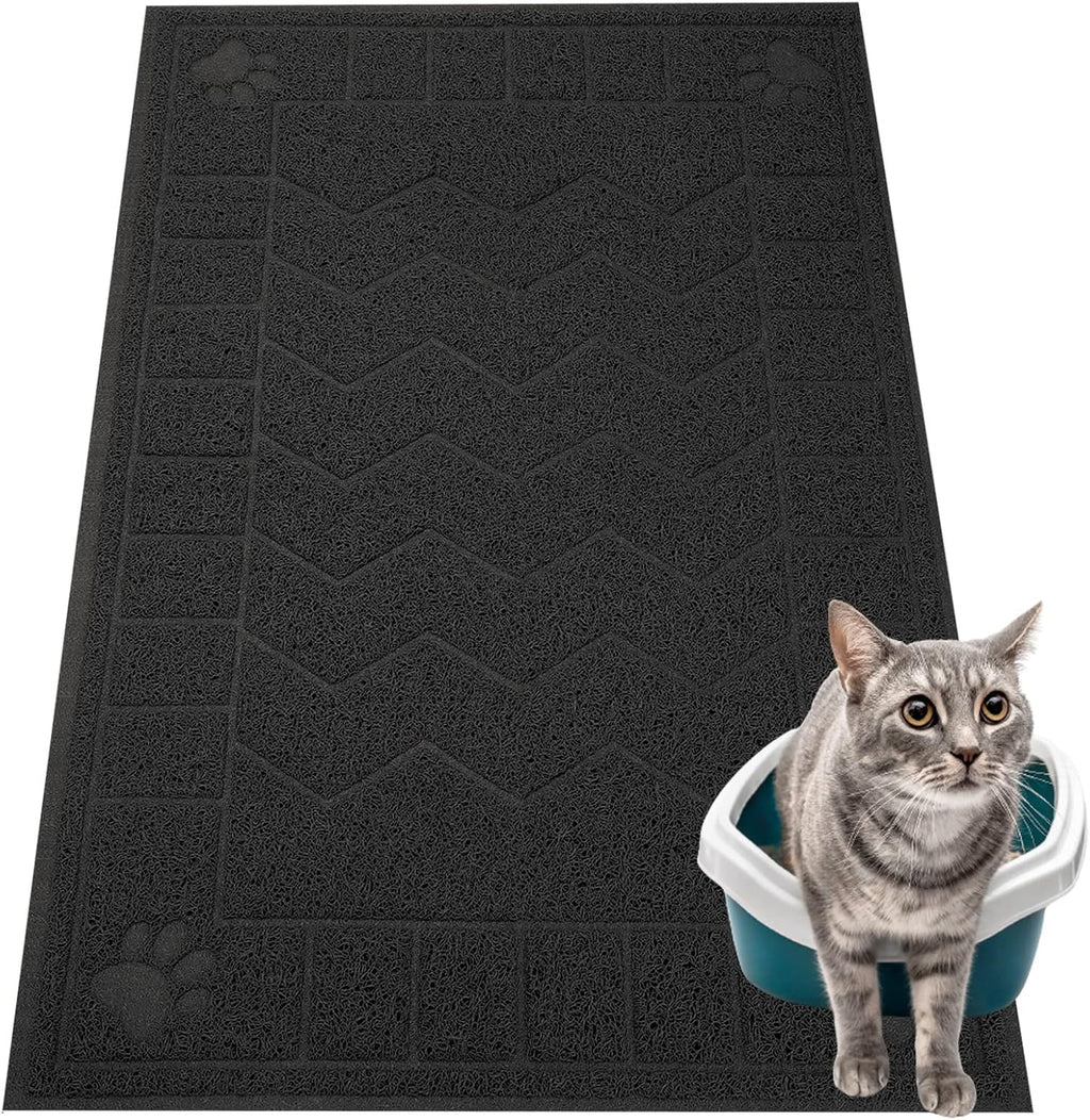 Cat Litter Box Mat, 35" x 24" Large Waterproof Litter Trapping Mat | Thick Mesh Traps Litter, Non-Slip Kitty Litter Mat for Indoor Cat, Soft Paws, BPA-Free, Multi-Use, Easy Clean, Large Coverage