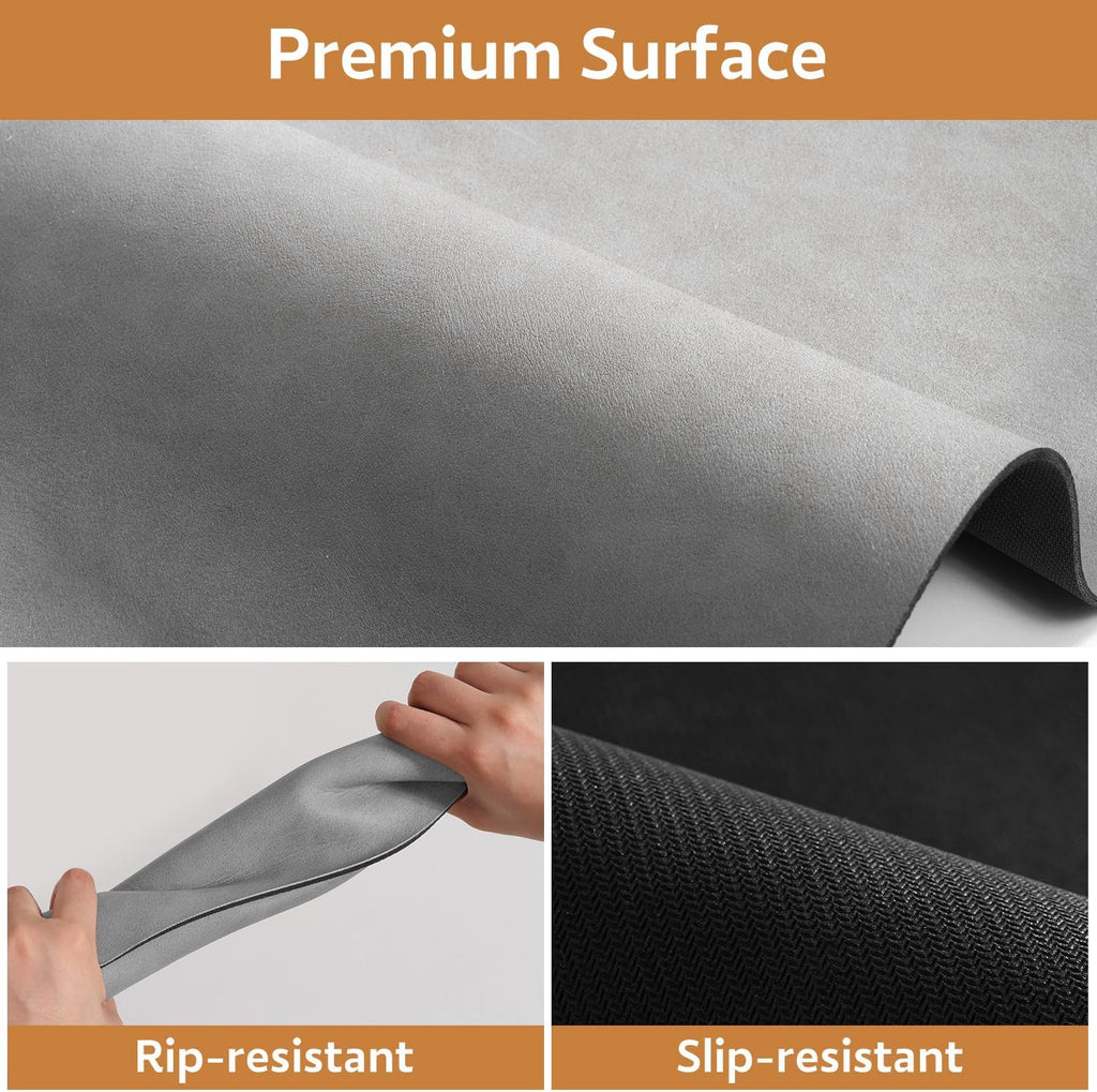 MontVoo Absorbent Dog Food Mat-Dog Mat for Food and Water Bowl | Quick Dry Pet Dish Mat, No Stains & Easy Clean Cat Rug for Messy Drinkers Cat Accessories Pet Supplies, 17"x28", Lightgrey