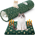 Thyle 2 Pcs Christmas Cat Tunnel & Self Heating Pad, Indoor, 49×12 in Green
