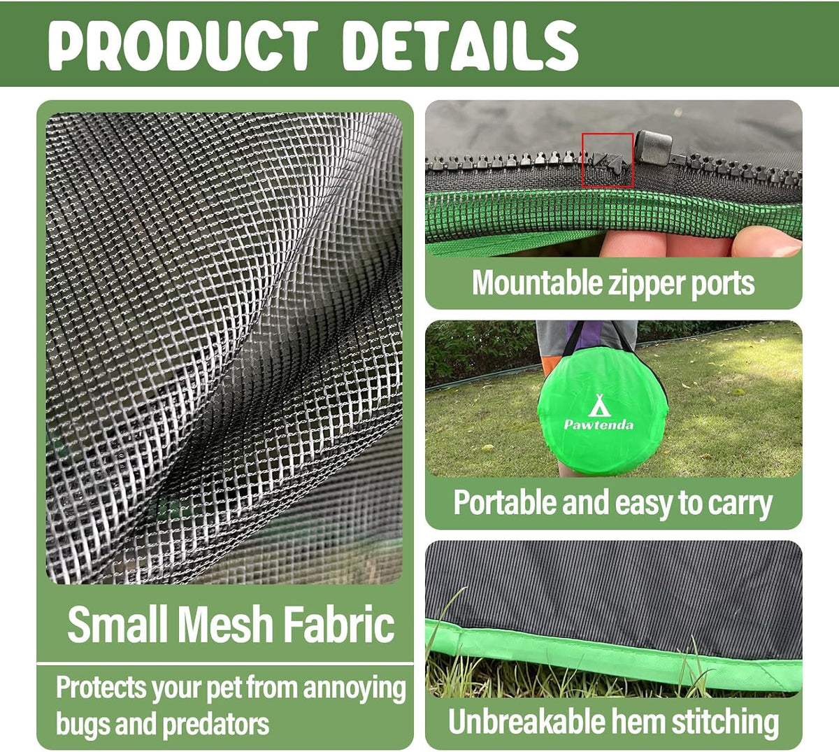 Pawtenda 2-in-1 Cat Tent & Enclosure Outdoor, Foldable Playpen with Tunnel