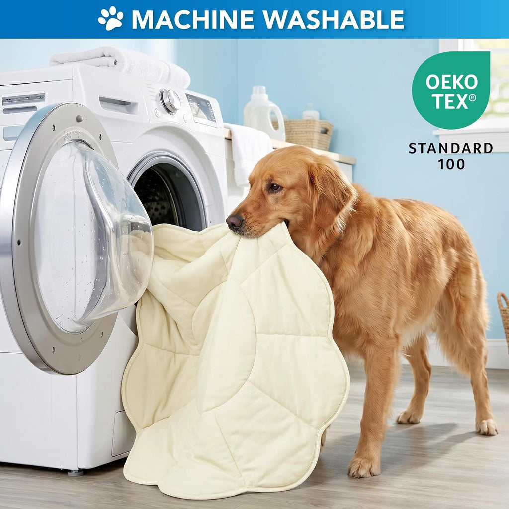 PetAmi Dog Cooling Mat Reversible Fleece Blanket for Pet Cat, M 44X44 Beige