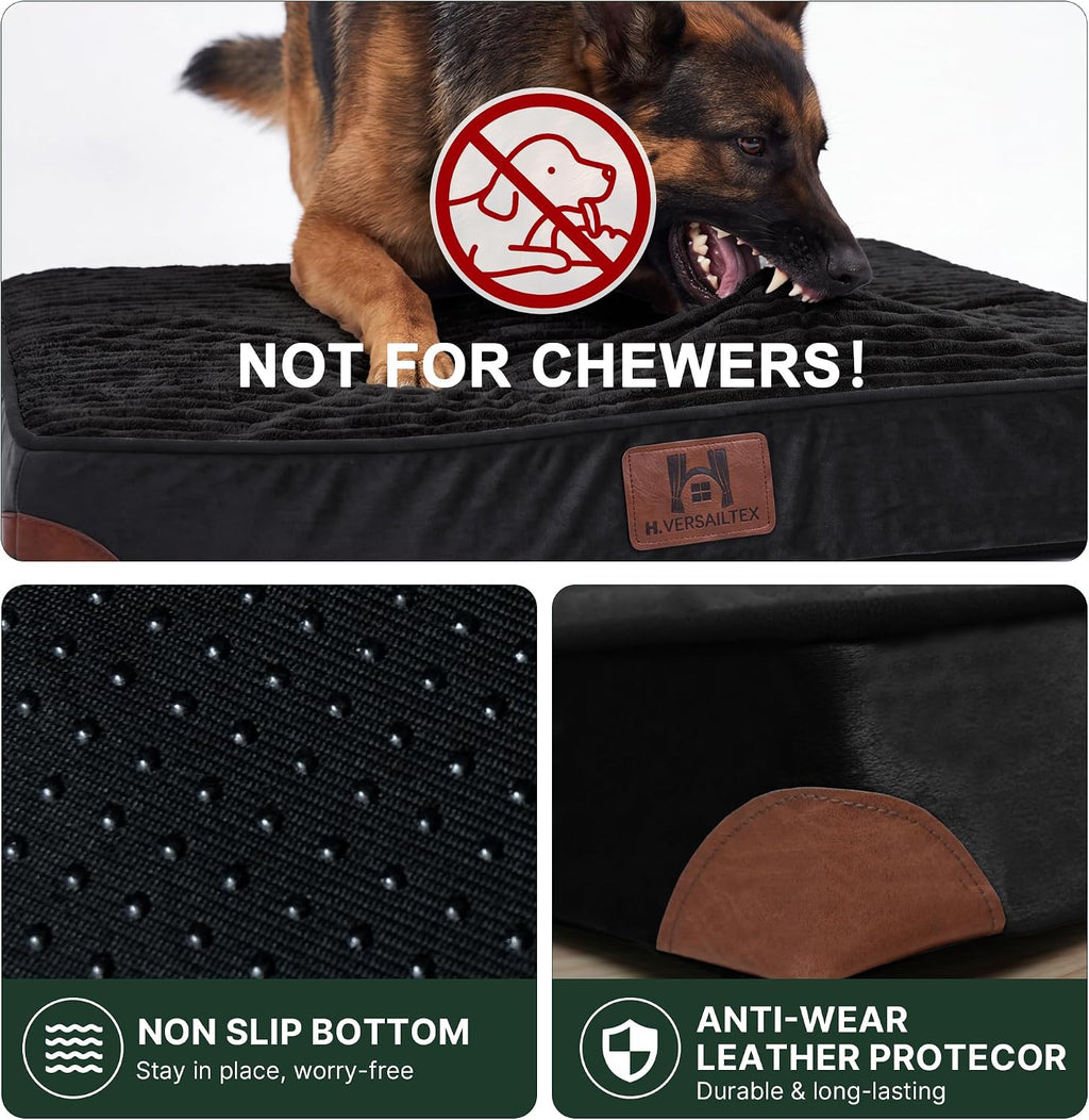 H.VERSAILTEX Waterproof Orthopedic Dog Bed for Crate, Black, 24"x16"x3.2"