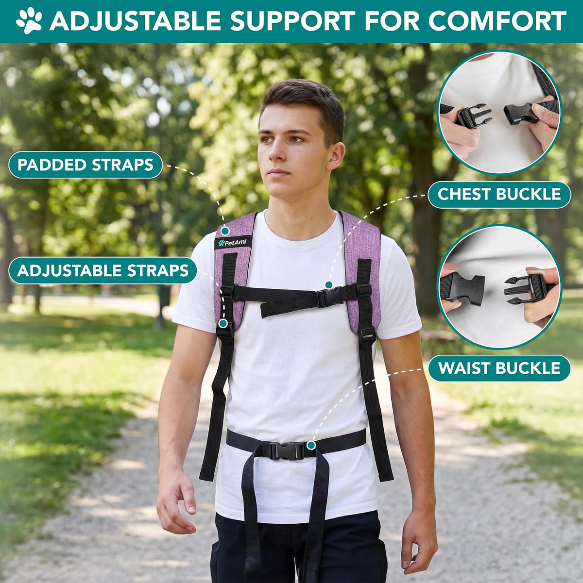 PetAmi Expandable Dog Cat Backpack Carrier, Airline Approved, Purple
