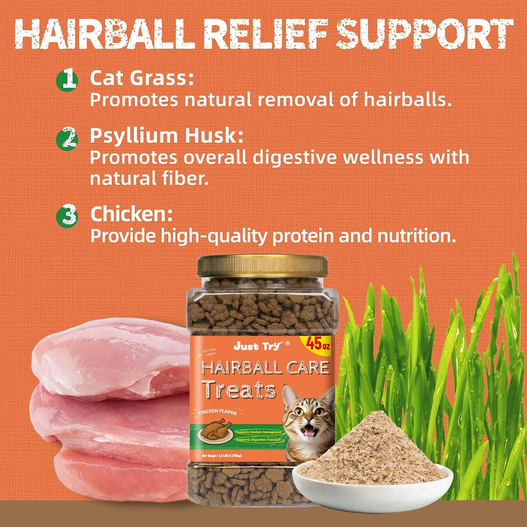 Just Try Hairball Support Healthy Cat Training Treats