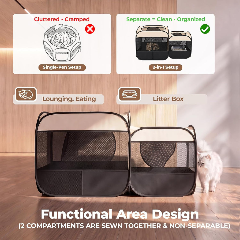 2-in-1 Dog Playpen Portable Cat Playpen, Not Separated, No Assembly