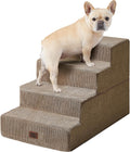 EHEYCIGA Dog Stairs for Bed 20" H, 4-Step Extra Wide Dog Steps, Camel