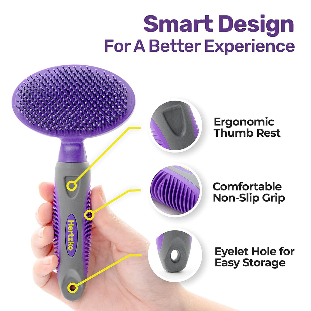 Hertzko Dog Brush - Soft Pin Bristle Pet Brush for Dogs and Cats - Remove Fur, Loose Hair - Comb for Grooming - Dog Brush for Long Haired Dogs and Short Haired Dogs, Cats, Rabbits - Deshedding Tool 