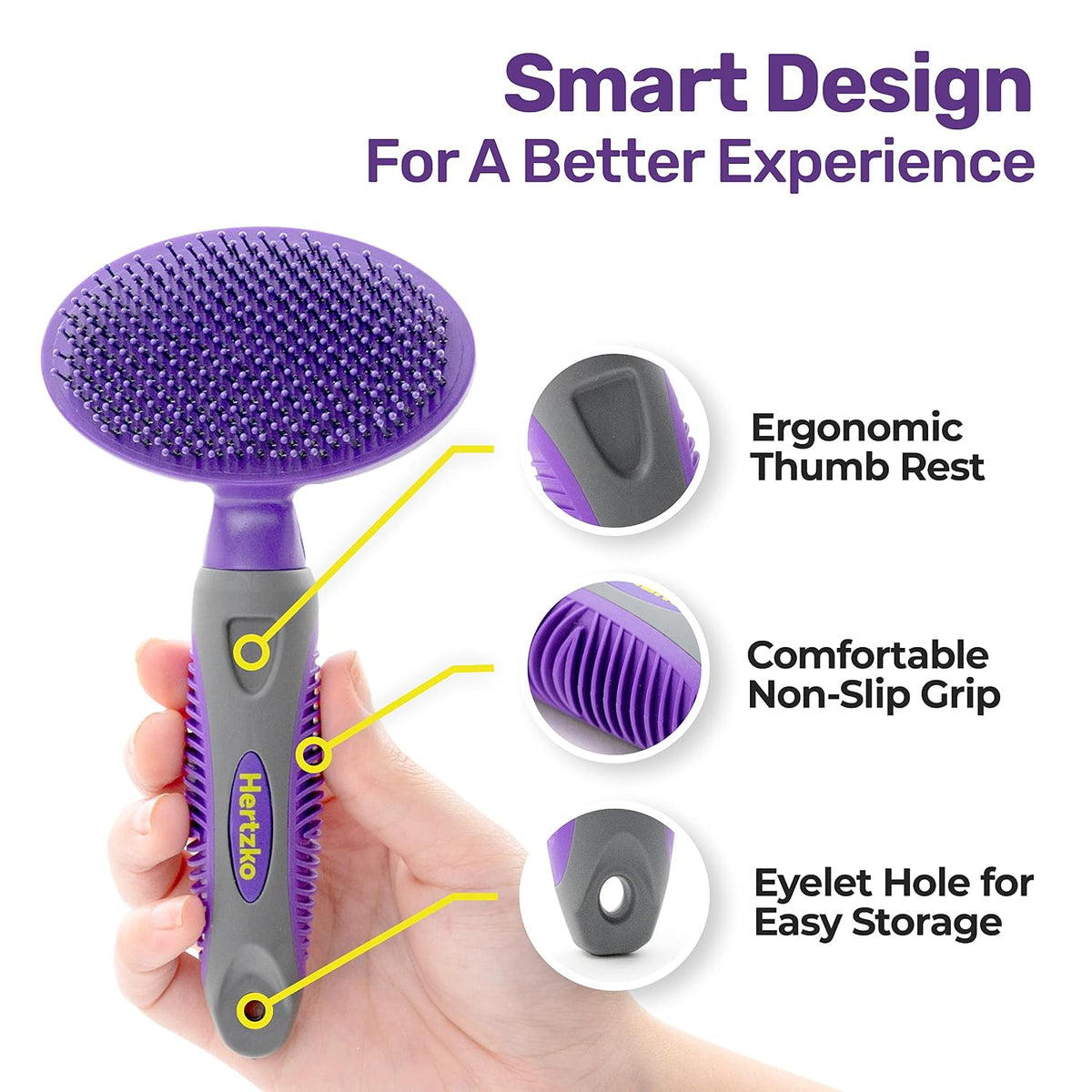 Hertzko Dog Brush - Soft Pin Bristle Pet Brush for Dogs and Cats - Remove Fur, Loose Hair - Comb for Grooming - Dog Brush for Long Haired Dogs and Short Haired Dogs, Cats, Rabbits - Deshedding Tool 