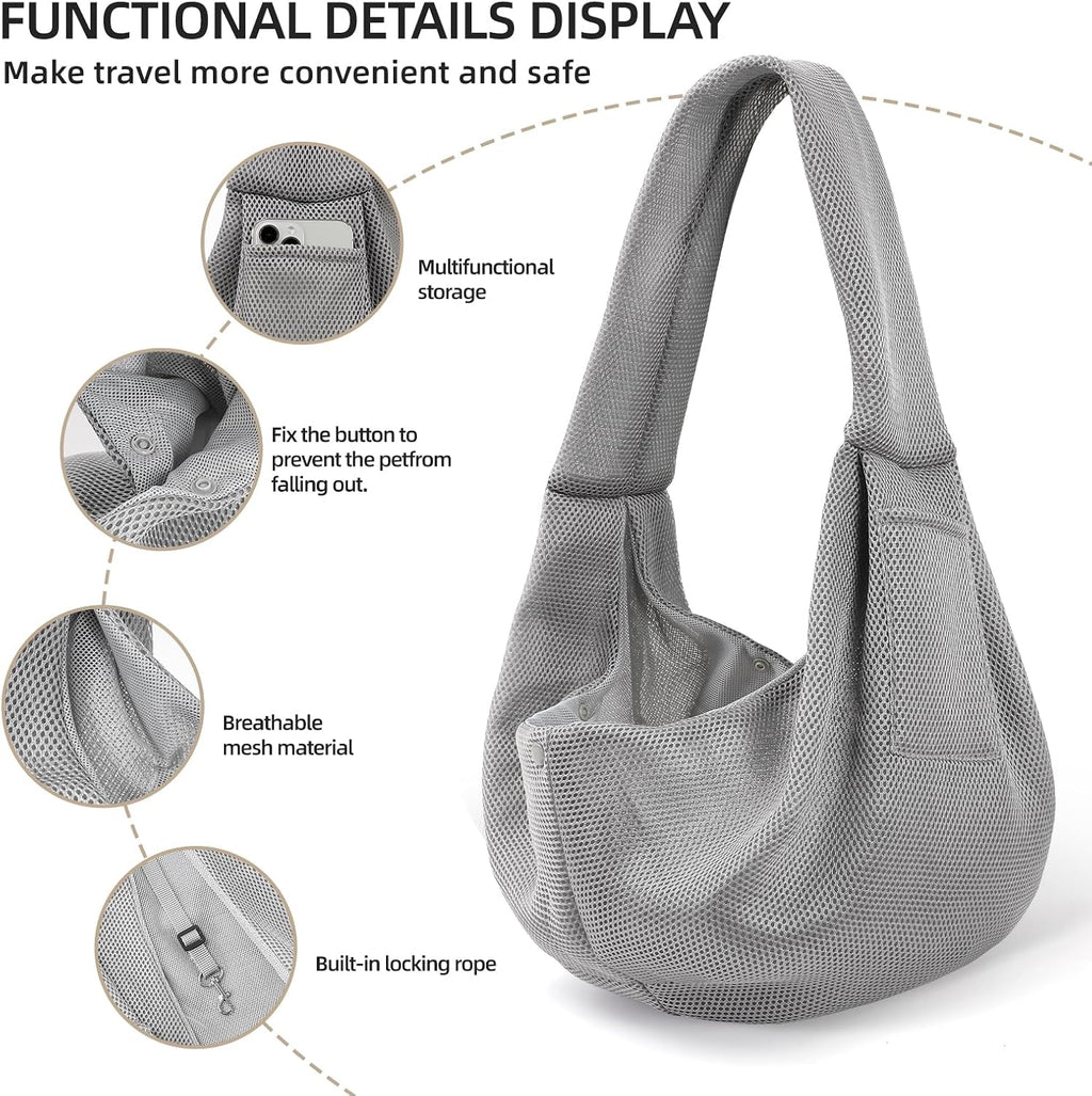 Dog and Cats Carrier Sling, Breathable Puppy Small Pet Carrier with Pocke