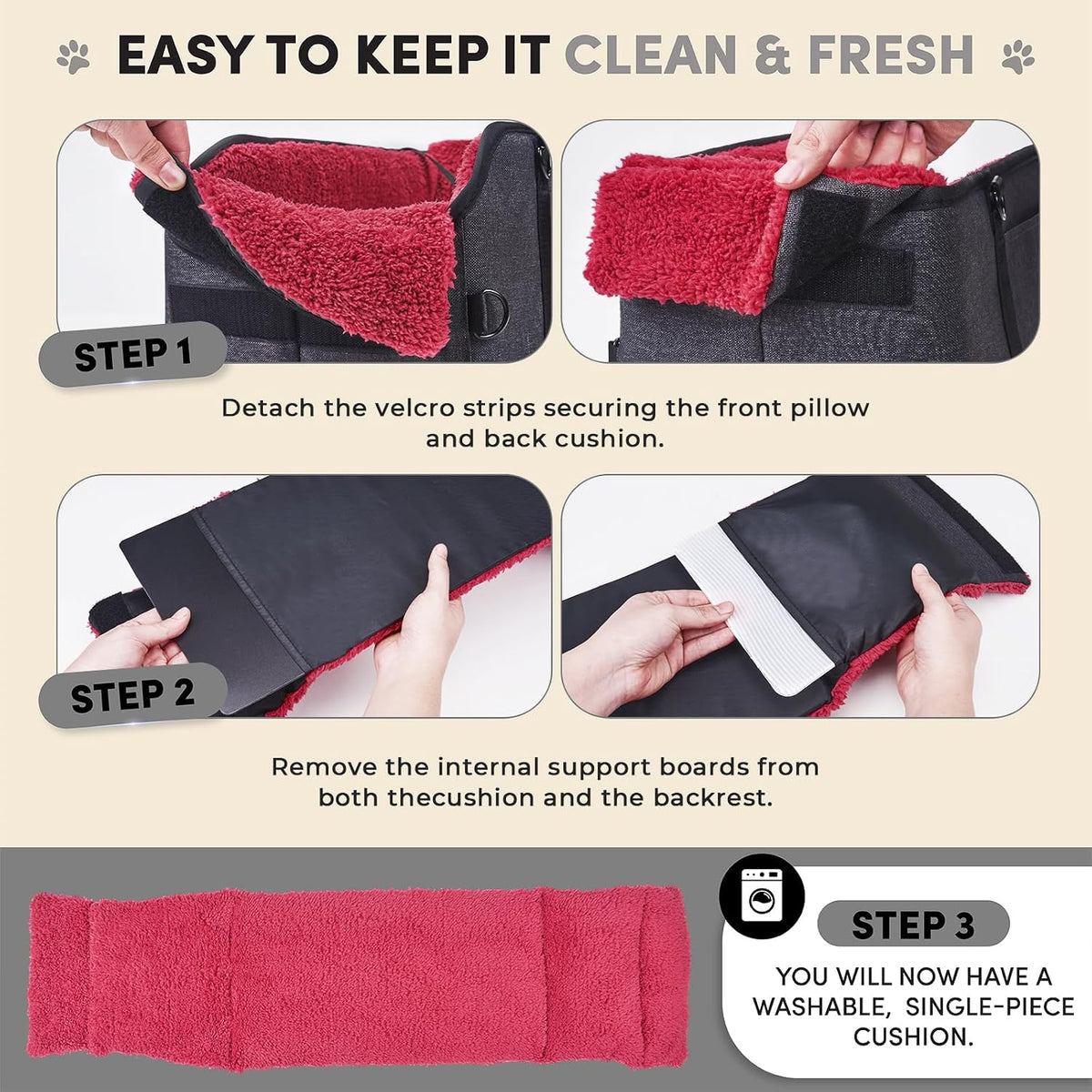 BurgeonNest Center Console Dog Car Seat for Small Pets to 11lbs, Red
