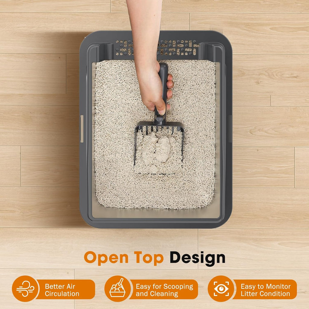 2PACK Stainless Steel Cat Litter Box, Small Cats Metal Litter Box