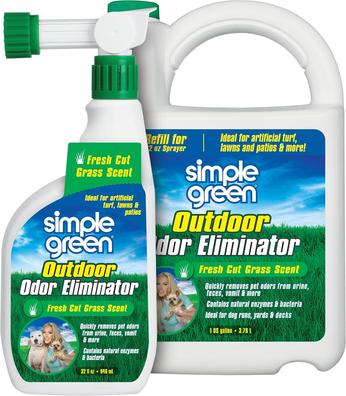 Simple Green Outdoor Odor Eliminator Fresh Cut Grass Scent 1 Gal + 32 oz