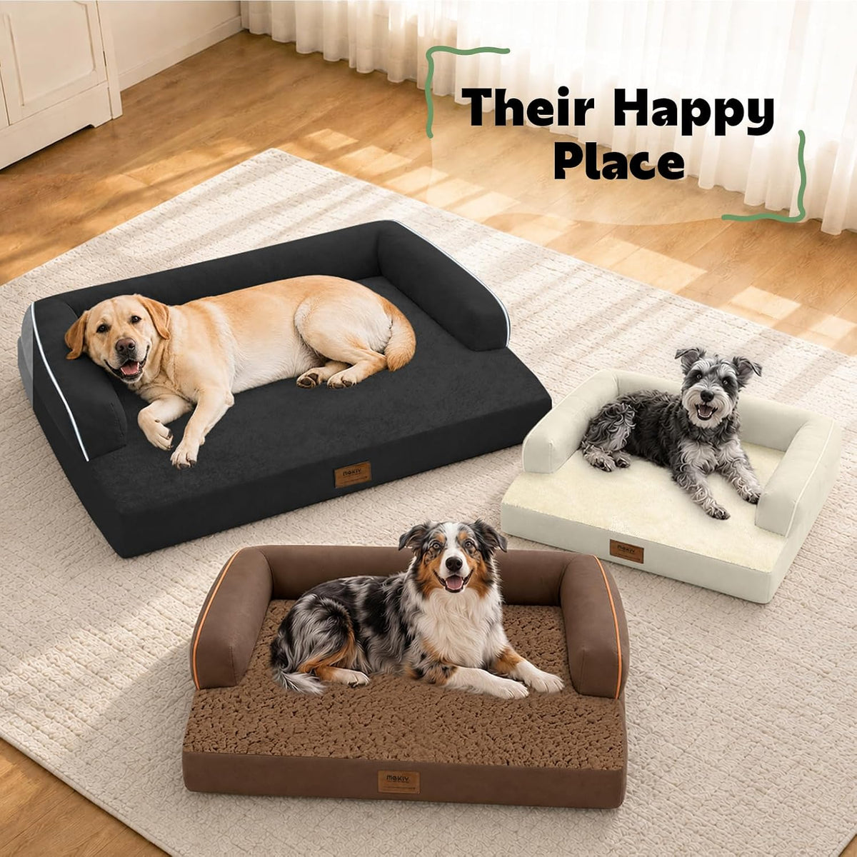 MEKIY Orthopedic XL Dog Bed with Bolster for Extra Large Size Dogs