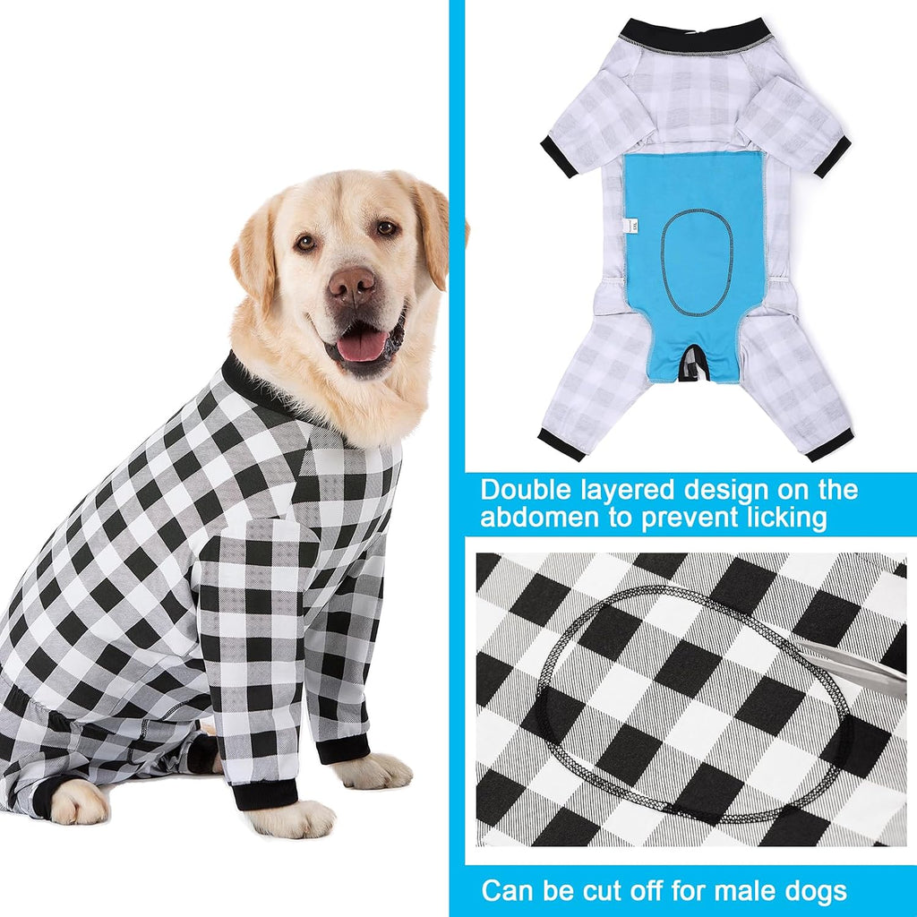 Dog Recovery Suit Full-Zipper After Post-Surgery Large Medium Dogs, Dog Bodysuit for Prevent Licking& Chewing Wounds Onesies Cone Alternative (Black, 6X-Large)