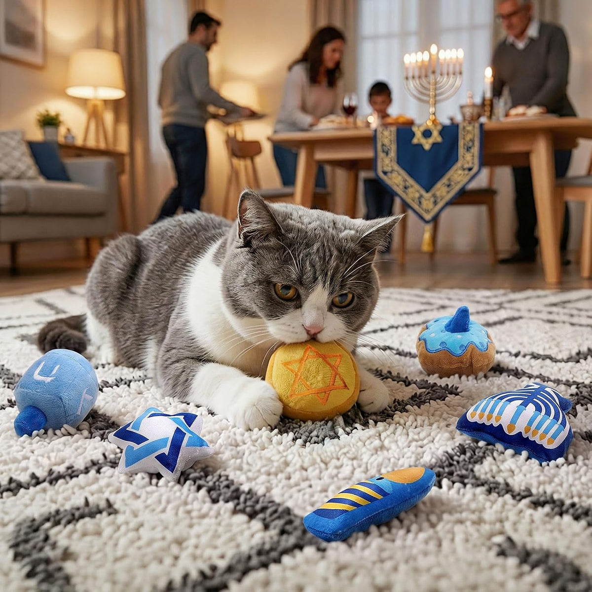 CiyvoLyeen Plush Hanukkah Catnip Toys for Indoor Cats 6 Pack