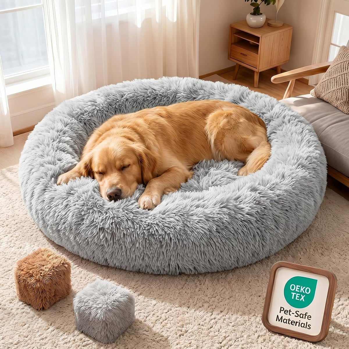 Memory Foam Orthopedic XXL Dog Beds for Extra Large Size Dogs,48 Inch,Grey