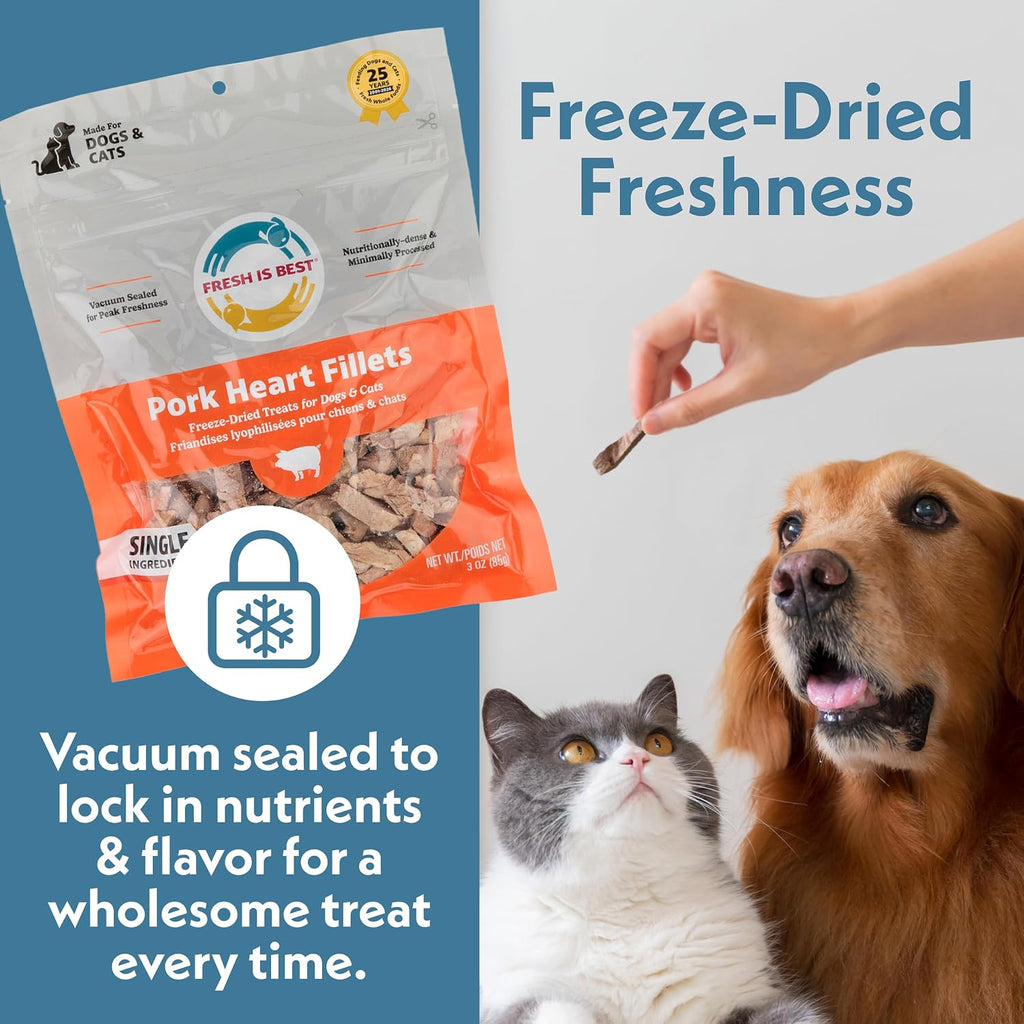 Fresh Is Best Pork Heart Fillets Freeze Dried Dog Treats for Cats & Dogs